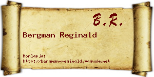 Bergman Reginald névjegykártya